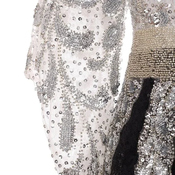 All over sequins Embroidery bodice formal evening prom dress - Picture 5 of 6